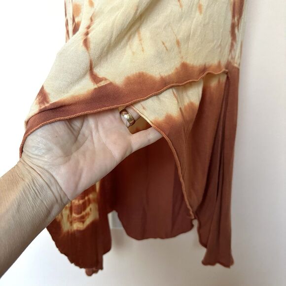 Tunic Top Women’s Small Tie Dye High Low Hem Brown Pullover Hippie Boho Beach - Picture 4 of 5